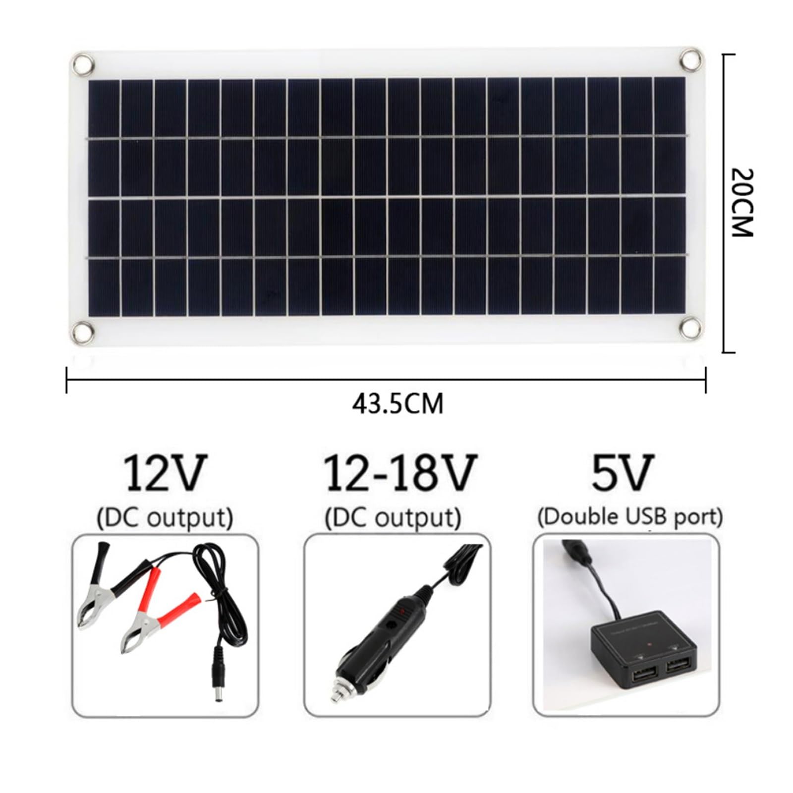 Kit pannello solare 60W completo Dual USB con celle solari controller for caricabatterie for telefono cellulare for yacht for camper e barche for auto Facile Installazione(Solar Panel Kit)
