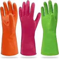 Vista 1 de Cleanbear Reusable Dish Washing Rubber Glove Set of 3, Household Cleaning Gloves for Washing