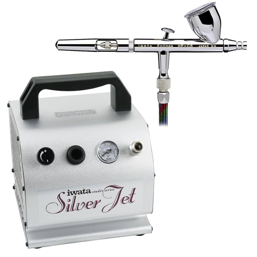 IWATA - エアブラシ IWATA  ミニコンプレッサ　silverjet  持ち運び Iwata Silver Jet 110-120V Airbrush Compressor: Anest Iwata