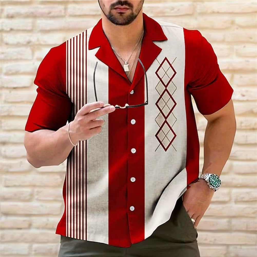 QOXEZY Camicia Casual Uomo Cotone Poliestere Estiva