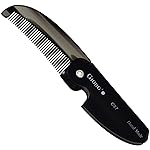 Giorgio G87 Folding Mustache and Beard Comb, Small Pocket Comb for Men,Fine Tooth,Handmade, Saw-cut, Hand Polished,Pocket Styling Combs for Everyday Grooming and All Type of Hair Care (Black Graphite)
