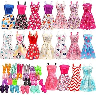 Miunana 22 Doll Clothes and Accessories = 12 Causal Dresses Clothes Outfits 10 Shoes For 11.5 Inch Girl Doll