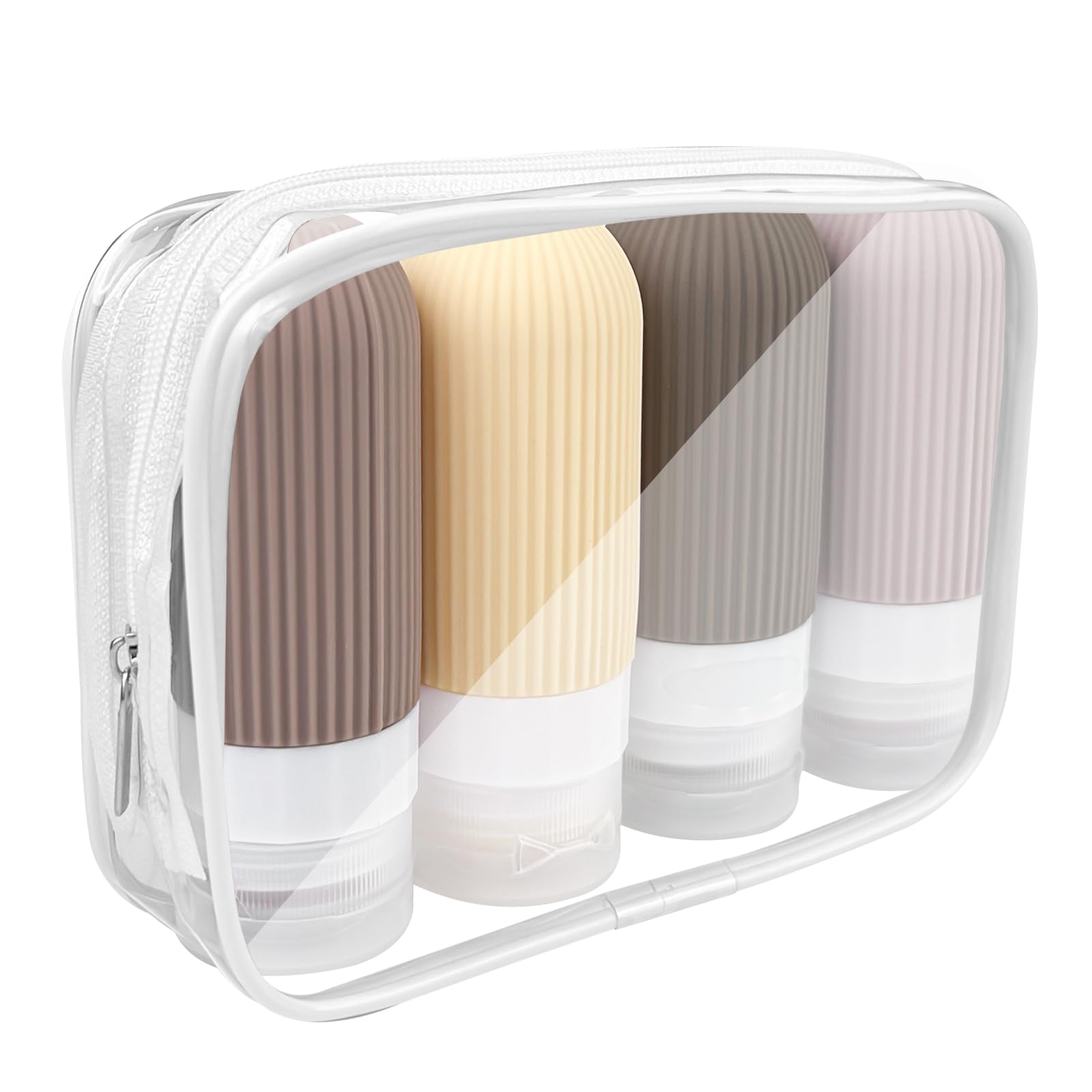 Newpop Contenitori da Viaggio Per Liquidi(4Pcs), Kit Bottigliette Aereo Prodotti Igiene Travel, 4 Pezzi Flaconi in Silicone 100 ml Set, Bagno Boccette Contenitore Bottiglie Shampoo da Viaggio