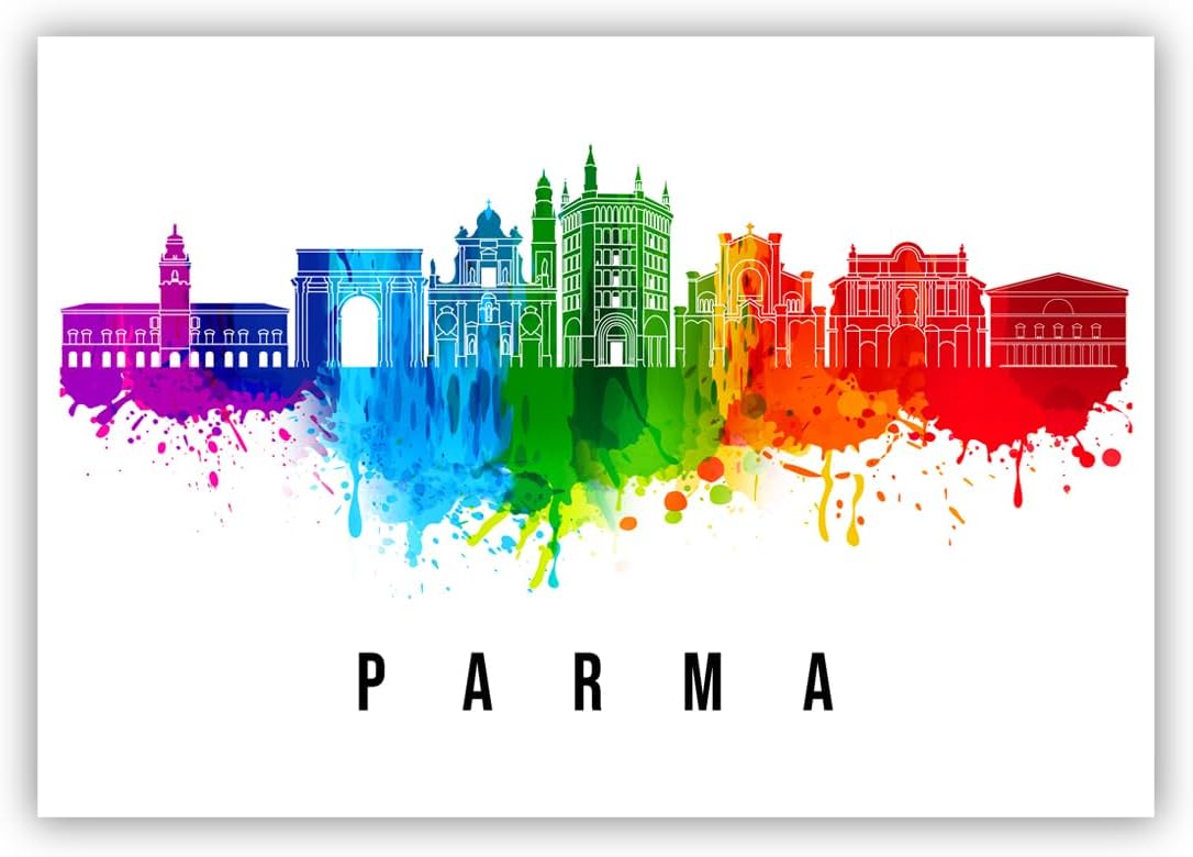 Pera Print Italy Poster, Italy-Parma Poster, Italy Illustration Skyline City Poster, Modern Skyline Poster, Cityscape and Landmark Print, Home-Office Wall Art Decoration