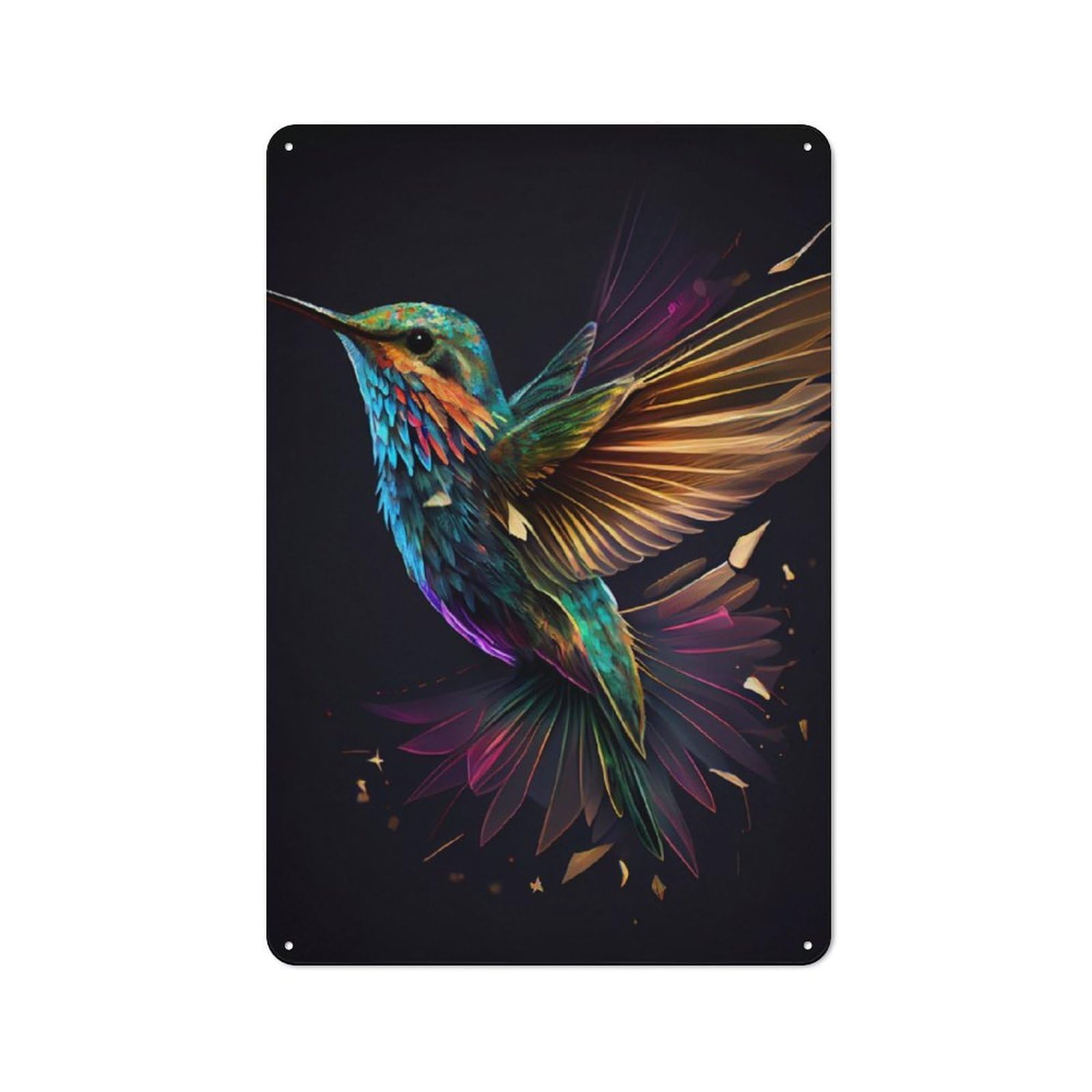 Junmoney Hummingbird Bird For Café Or Restaurant, Vintage Tin Wall Plaque 30X20cm, New Home Wall Decor For Café Owners And Decorators
