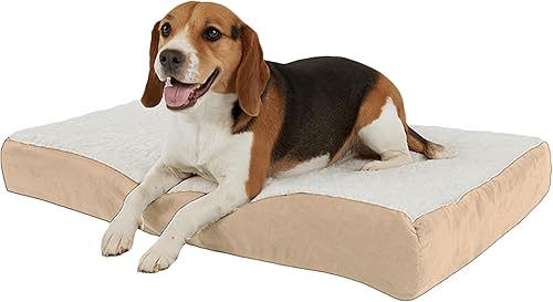 PETMAKER Cama ortopédica para perros, alfombrilla de espuma viscoelástica de 2 capas con funda Sherpa lavable a máquina, cama para mascotas de 30 x
