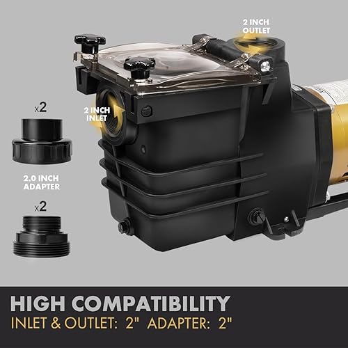 Miniatura 5 de XtremepowerUS Bomba de piscina de velocidad variable 1HP para piscina sobre el suelo, spa, 230 V, alto flujo de 2 pulgadas, adaptador de montaje NPT