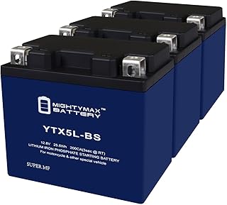 Mighty Max Battery YTX5L-BS Lithium Replacement Battery Compatible with SR50 Ditech Scooter HighPerformance - 3 Pack