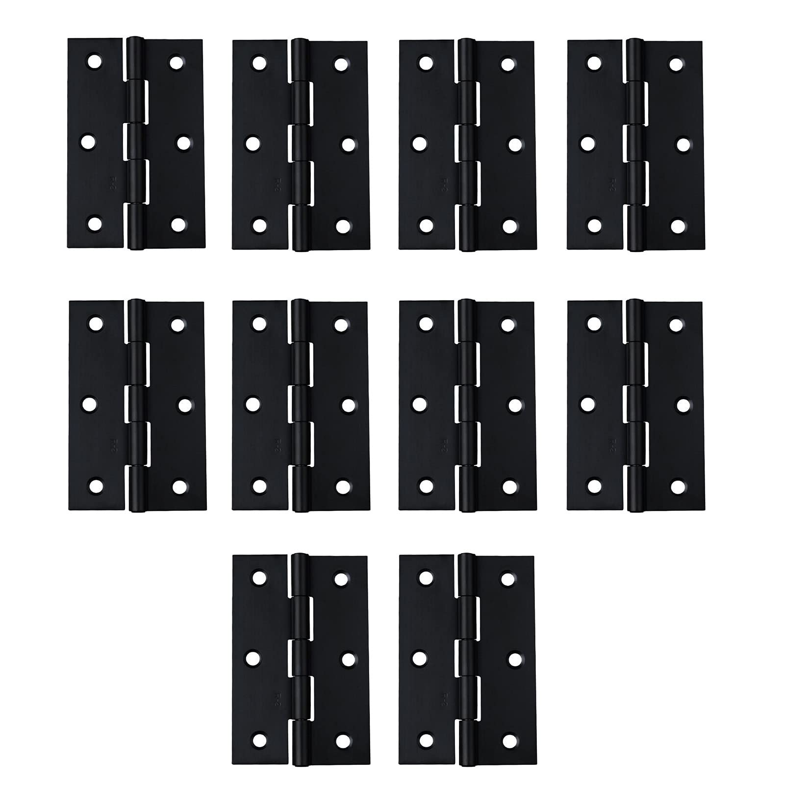 10-Pack Square Hinge 3.5", Stainless Steel Folding Butt Door Hinges, for Home Furniture Hardware, DIY Inside Doors, Exterior Doors, Cabinet and Box(Black)