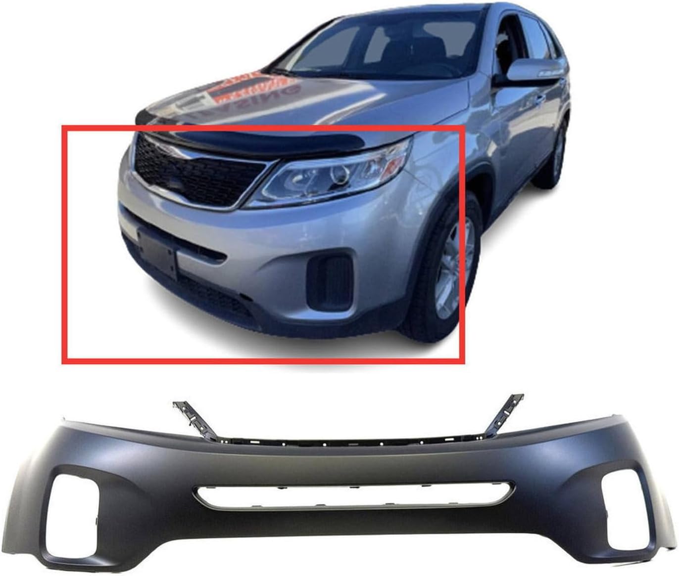 FitParts Compatible With Front Upper Bumper Cover 2014 2015 Kia Sorento KI1000164 EX LX Limited SX. Ready to paint. 865111U500