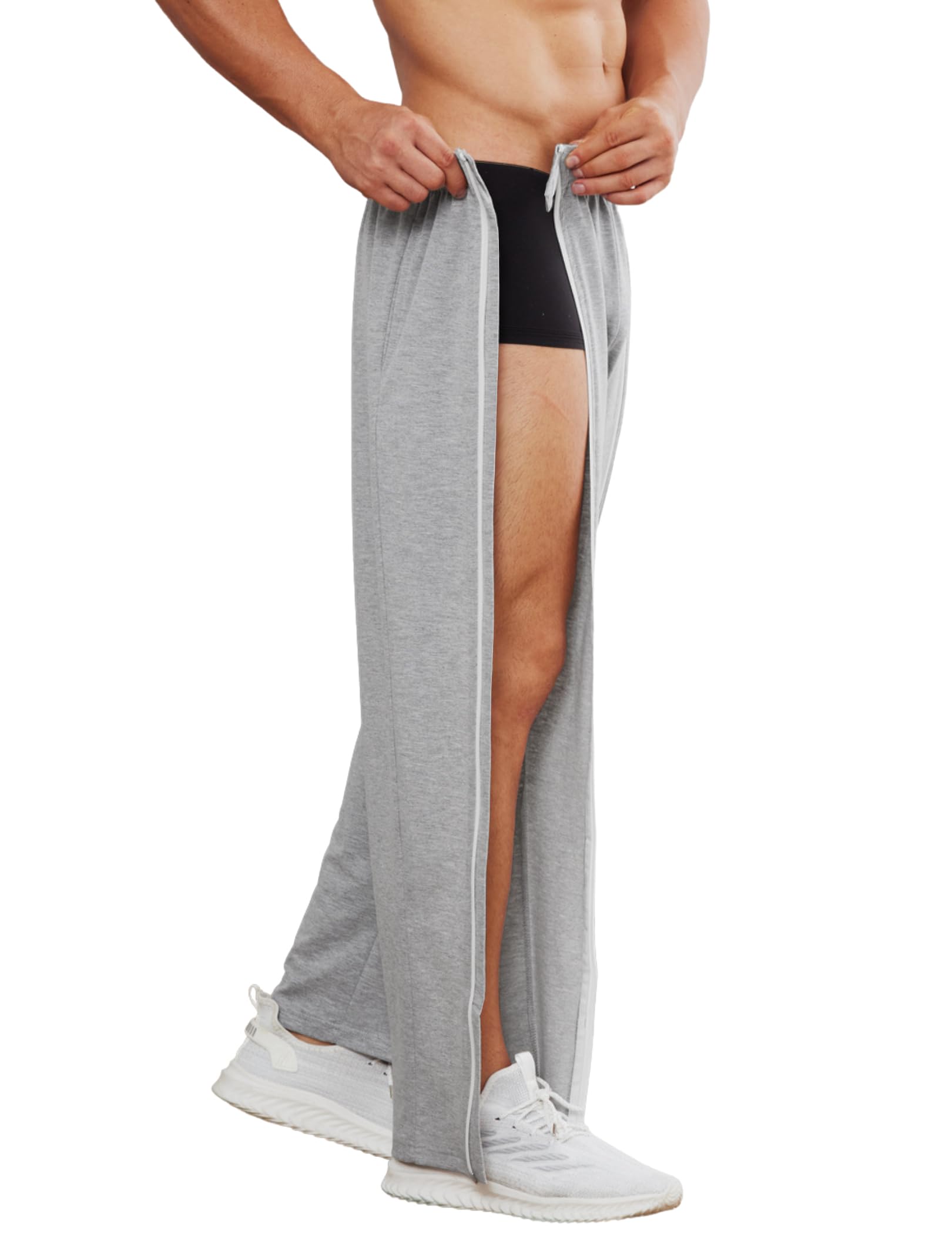 PINSPARK Pantalones de recuperación Hombre Cremallera Completa Algodón Abertura Lateral Bolsillos