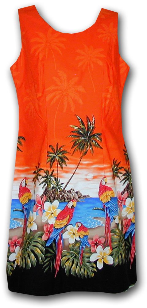 Pacific Legend Women's Parrot Hawaiian Short Tank Dress (M