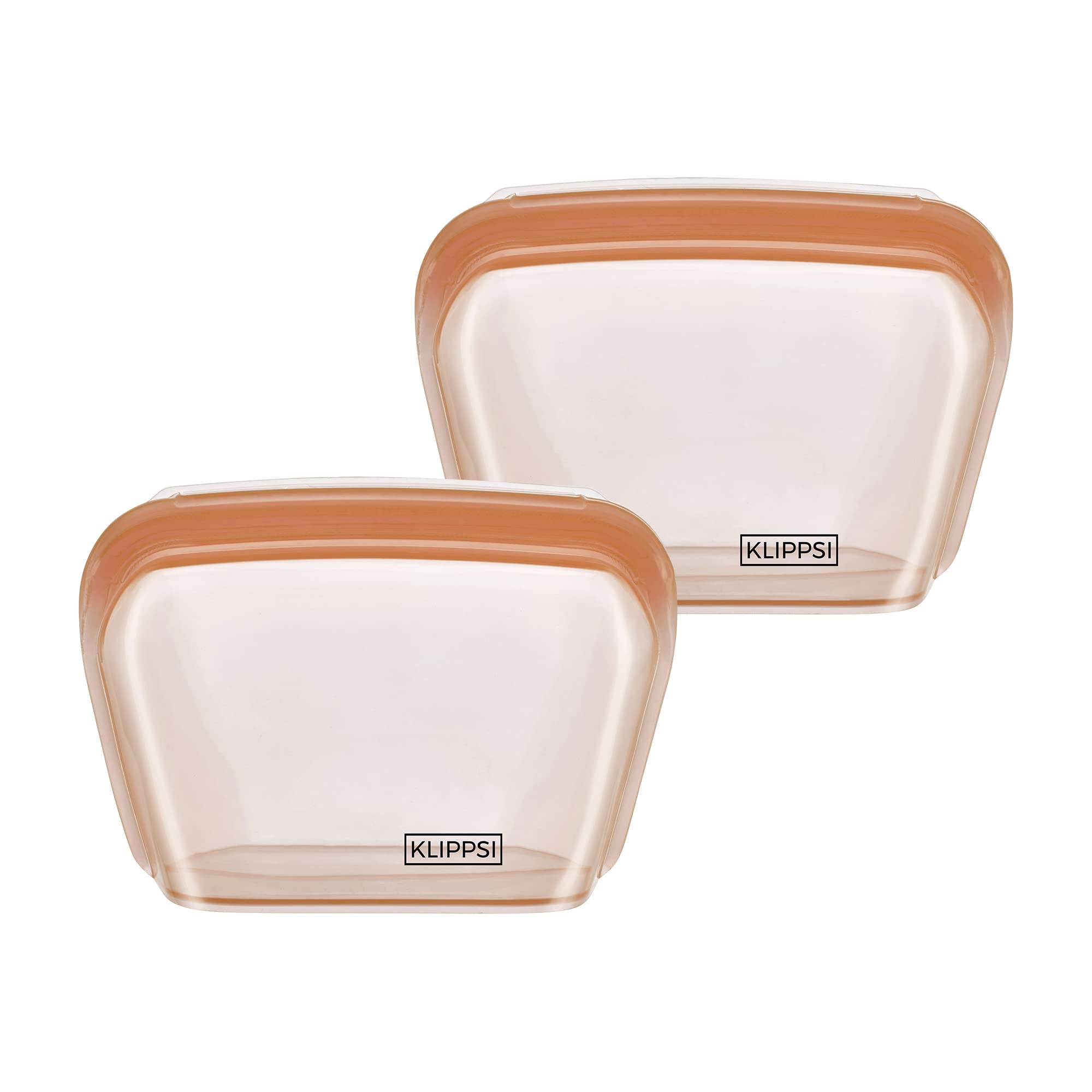 1,3 l pack doble reutilizable de silicona bolsas de almacenamiento para congelador, resistente al calor, resistente al frío, a prueba de fugas, apto para lavavajillas (albaricoque)