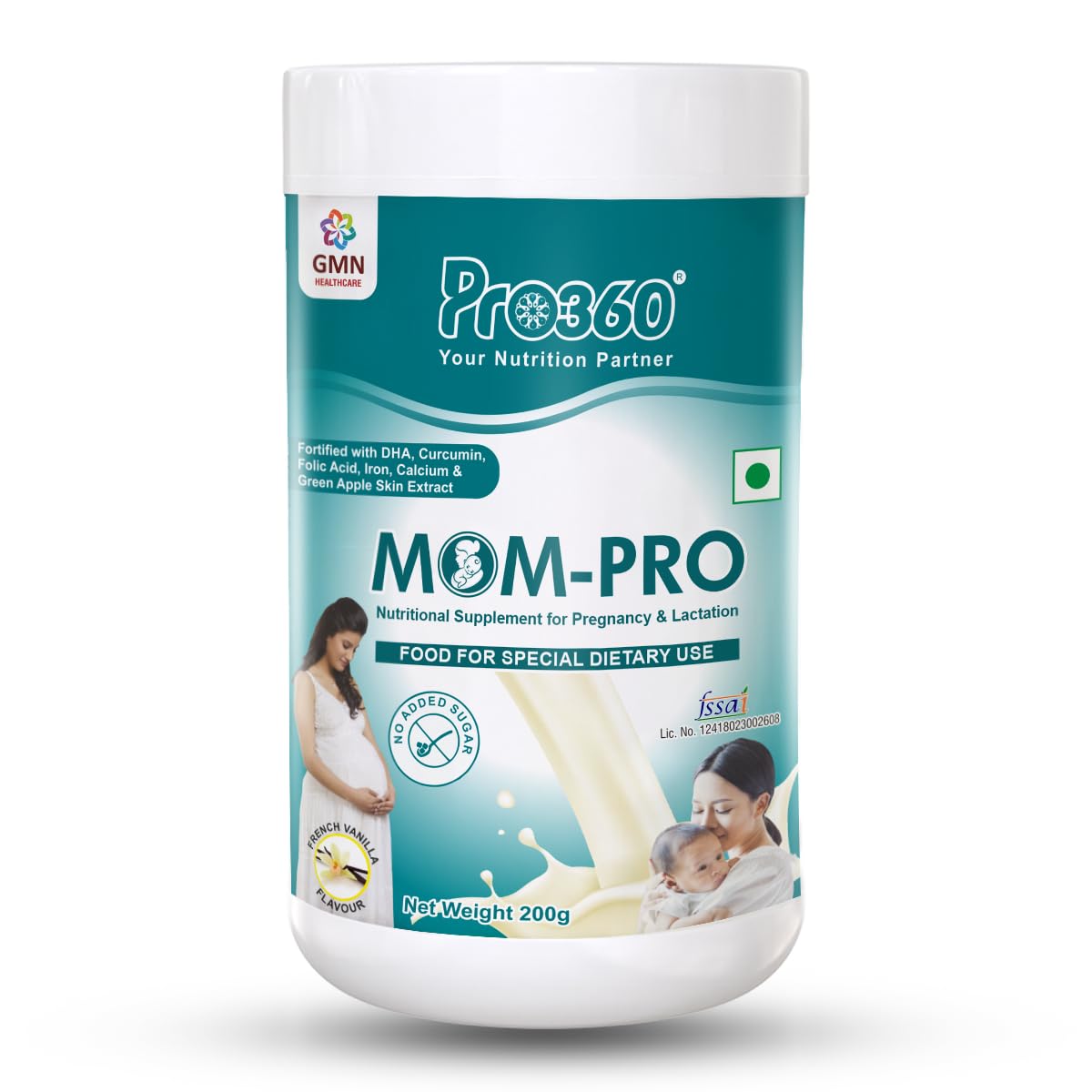 Pro360 MOM-Pro Protein Powder Nutritional Supplement for Pregnant & Lactating Women – Complete Maternal Nutrition during Pregnancy – French Vanilla Flavor – 200G