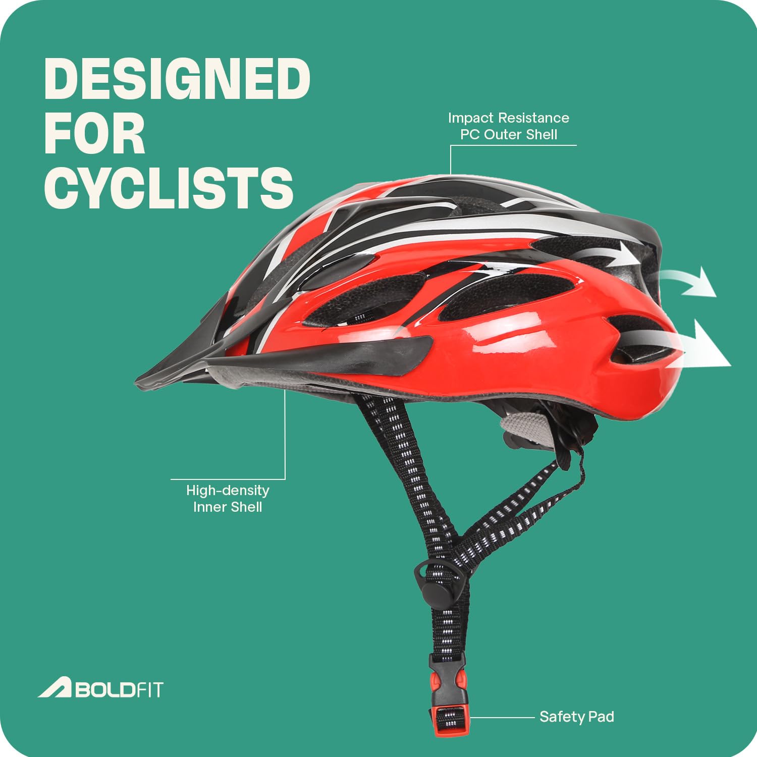 Boldfit Cycle Helmet for Kids Protective Padded Montain Biks Cycling Helmet with Adjustable Strap Bicycle Riding & Skating Skull Helmets for Childrens Saferider Protection Helmets