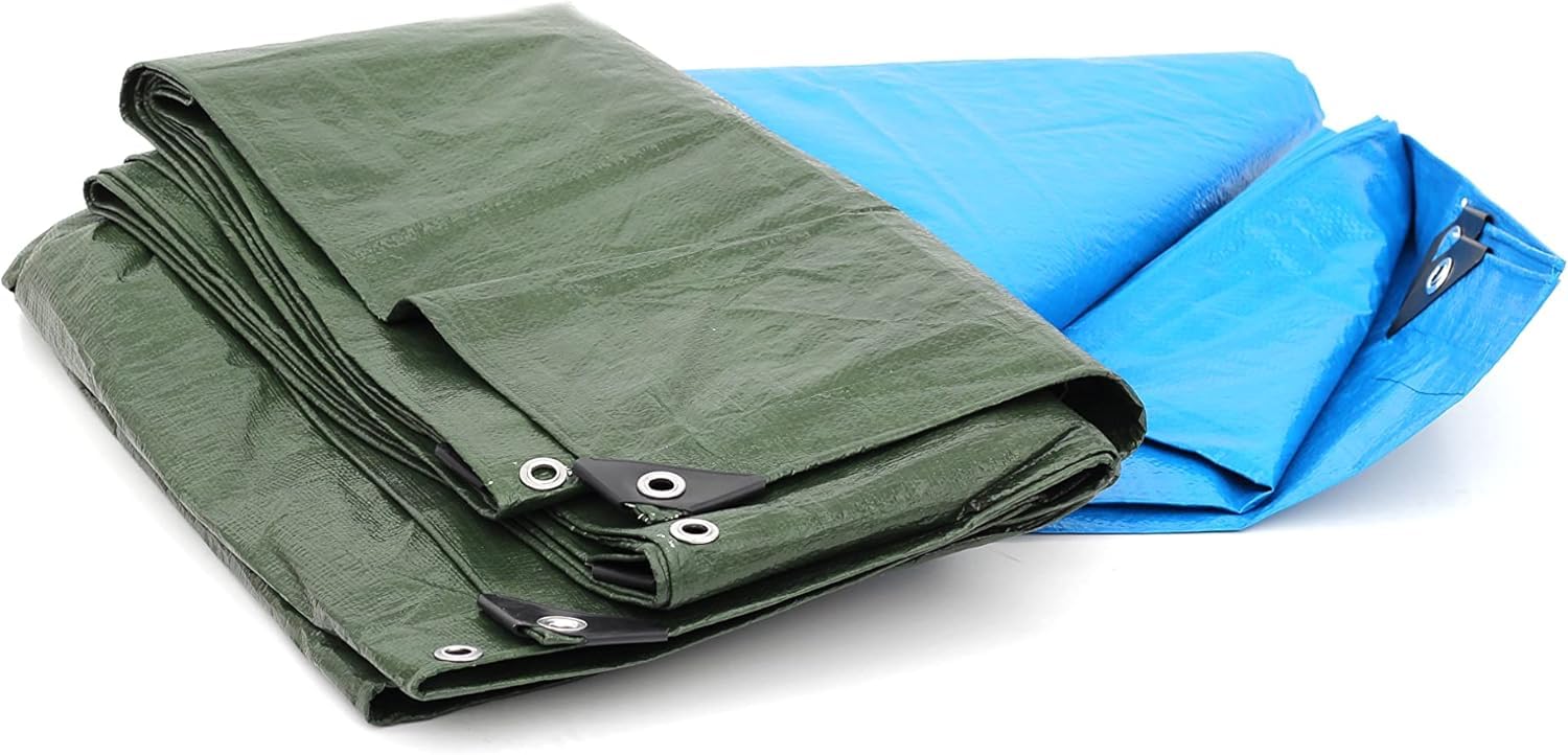 Mugar-Toldo/Lona Azul de Polietileno de 90g/m2 Impermeable, para Camping, protección de vehículos, Muebles de jardín, leña, Obras y Otros usos. (8x12m)