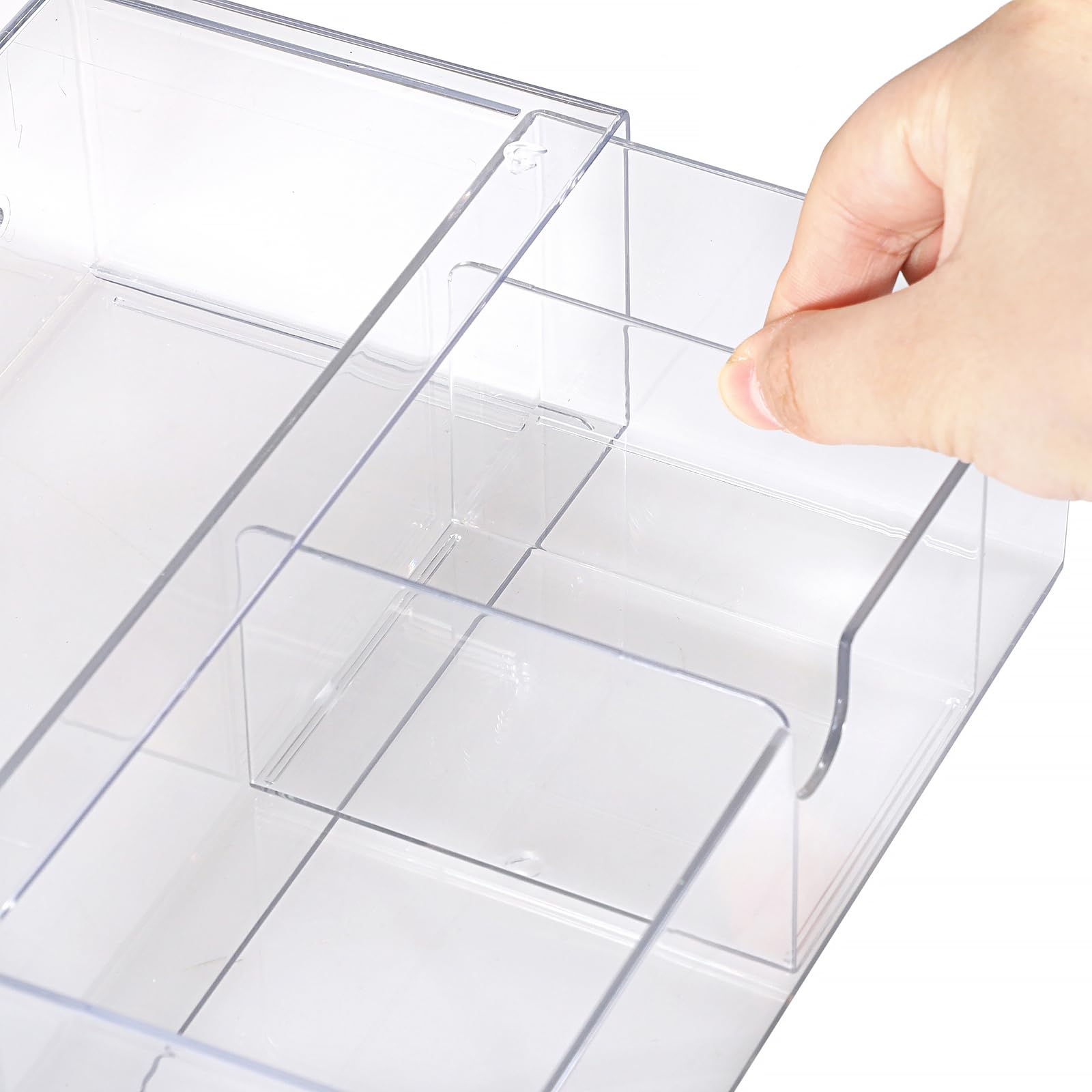 SUMTree Organisateur de tiroirs transparent plastique 3 tiroirs Boîte de rangement empilable 21x10x6cm