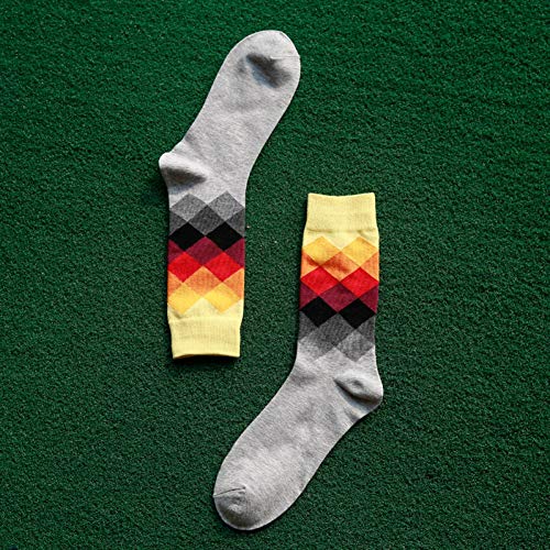 CXKWZ Men'S Socks Fashion Mens Socks Colorful Diamond Sock For Man Casual Male Happy Sock (Suitable 39-45) 5Pairs/Lot