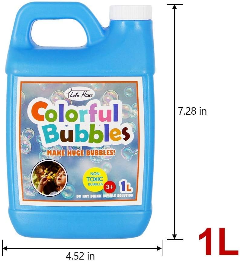 Lulu Home Concentrated Bubble Solution 1L/33oz Refill for Bubble Machine, Giant Wand, Blower - Up to 2.5 Gallon for Kids Birthday Parties