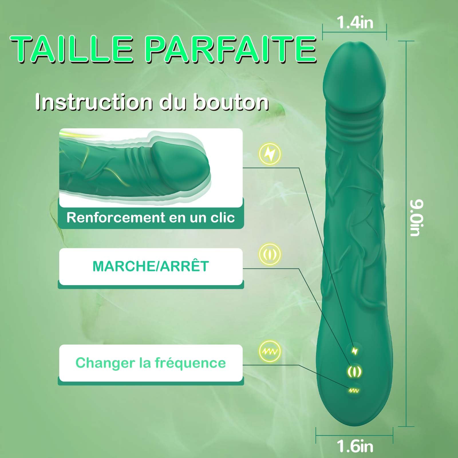 Vibratore Sessuali Realistico per Donna, Vibratore Sex Toys Dildo con 10 Modalità di Vibrazion, Vibratoreper Donna Professionale per Punto G Squirting, Vibratori Donna Pene Finto Per Donne (Verde)