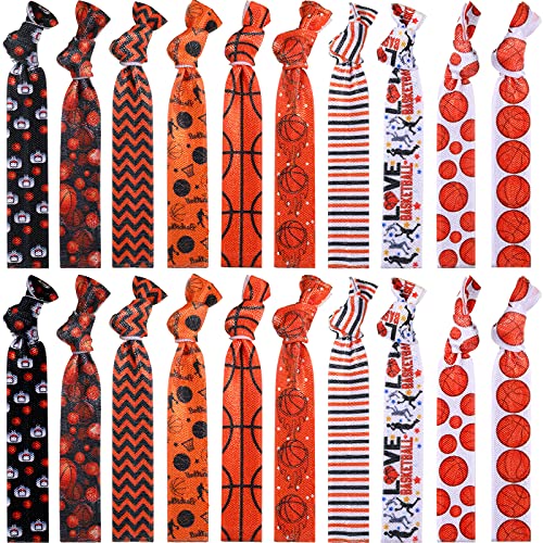 20 Pieces Basketball Hair Ties Basketball Hair Accessories for Girls Basketball Hair Scrunchies Basketball Headbands No Crease Elastic Hair Ribbon Bracelets Set for Girls Women Basketball Players