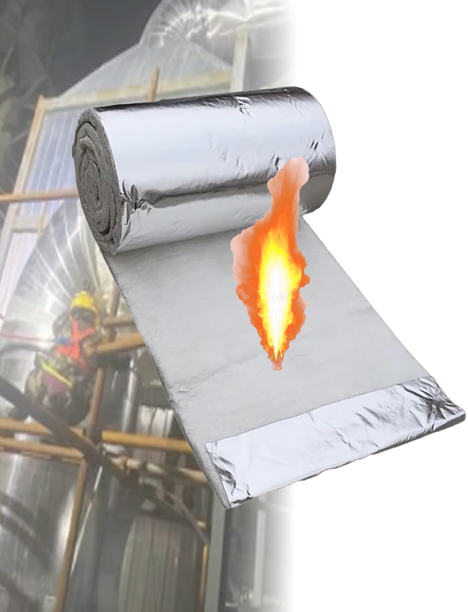 Manta aislante de fibra de cerámica con lámina de aluminio, ignífuga de alta temperatura para estufa, horno, horno y soldadura