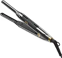 Chapinha Pequena De 3/10'' Para Cabelos Curtos, Corte Pixie E Franja, Alisador Cabelo Fino Com Bordas Visor Led, Voltagem Dupla Viagem, Desligamento Automático (Cinza)