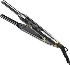 Chapinha Pequena De 3/10'' Para Cabelos Curtos, Corte Pixie E Franja, Alisador Cabelo Fino Com Bordas Visor Led, Voltagem Dupla Viagem, Desligamento Automático (Cinza)
