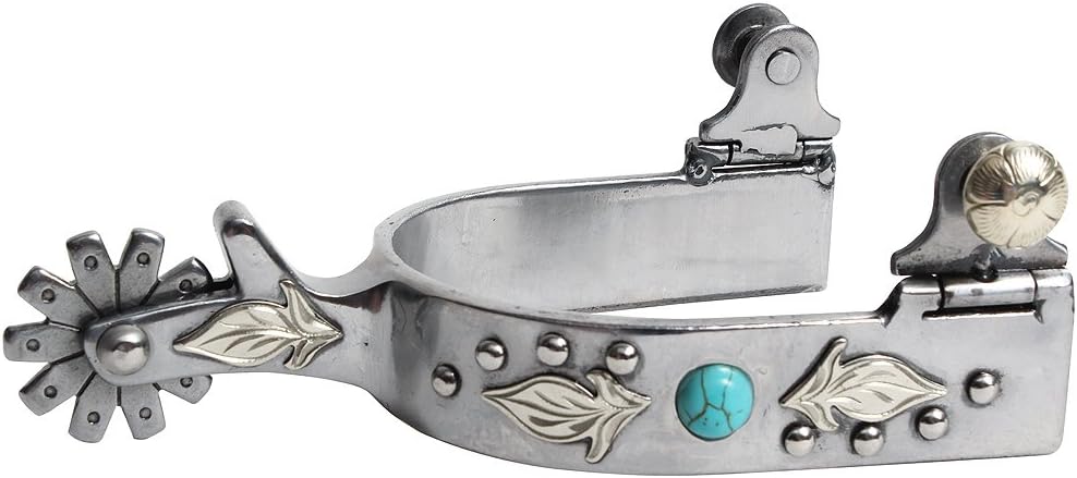 Professional S Choice Ladies Silver Feather and Turquoise Dot Spur