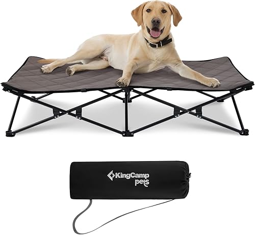 KingCamp Cama elevada para perros, portátil, plegable, para viajes al aire libre con malla lavable, soporta mascotas pequeñas a grandes de hasta 110