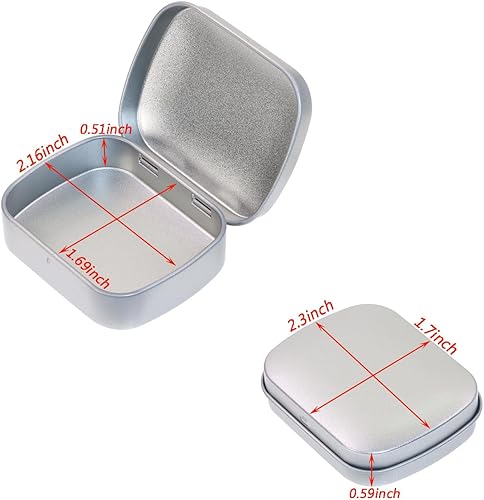 Miniatura 2 de Mini Skater Caja rectangular de metal plateado con bisagras de 2.3 x 1.7 x 0.59 pulgadas, portátil, para el hogar, cocina, contenedor de