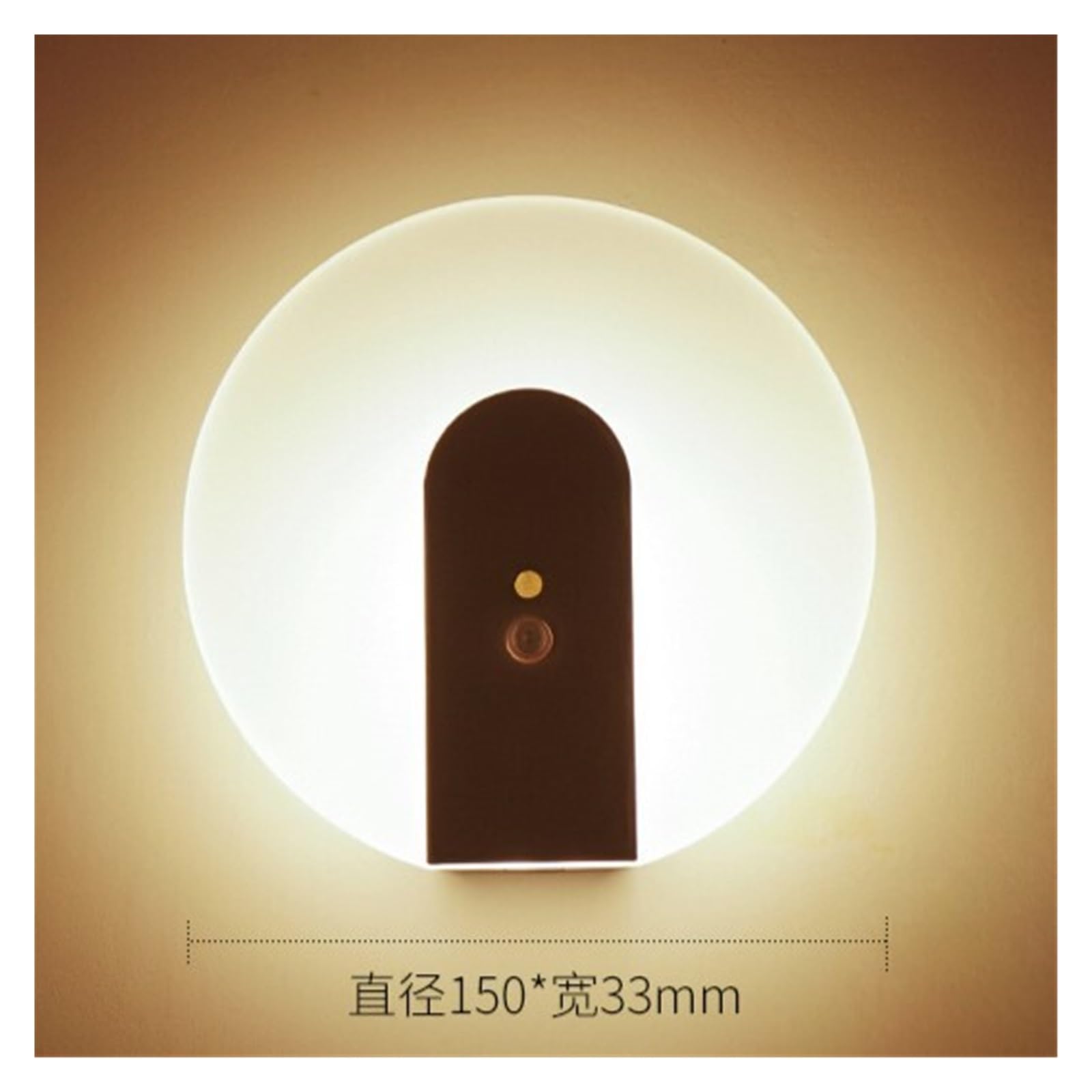 PIR Motion Czujnik Lampa ścienna USB Akumulator Dekoracja wnętrz dla domu Oświetlenie Lampa nocna do sypialni Kinkiet na schody (Kolor : Round Black )