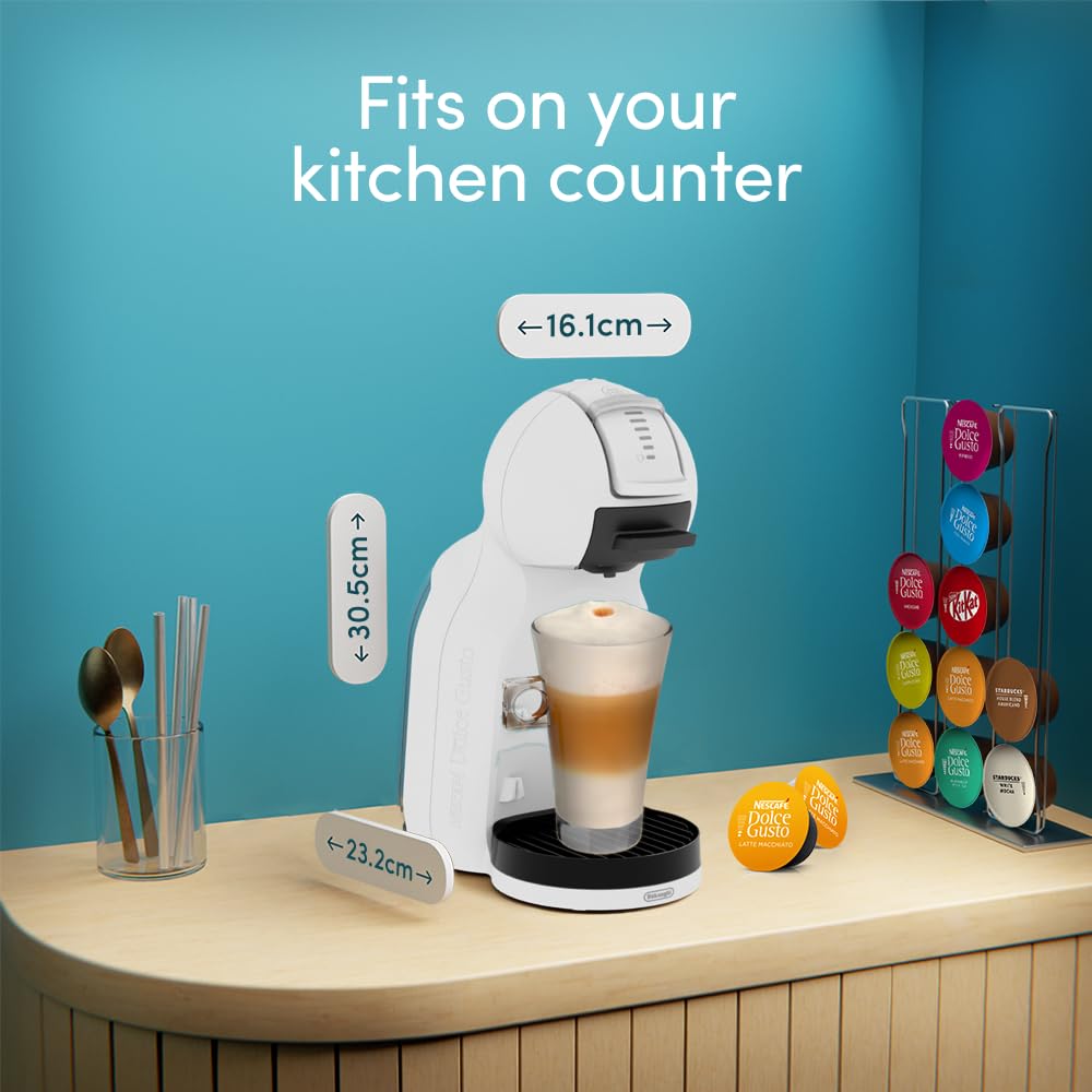 De'Longhi Nescafé Dolce Gusto Mini Me 2 kompaktowy ekspres do kawy na kapsułki, automatyczne wyłączanie, gorące i zimne napoje, ciśnienie 15 bar, biały (EDG335.W)