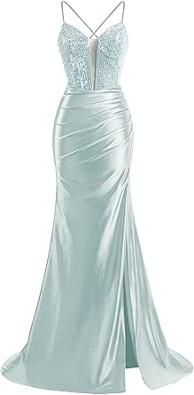 Silk Satin Prom Dresses for Women 2025 Sequin Mermaid