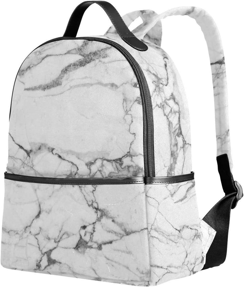 Kids Backpack Marble Bookbag School Backpacks Casual Rucksack Purse Elementary School Bags White for 1th- 3th Grade Girls Boys Women