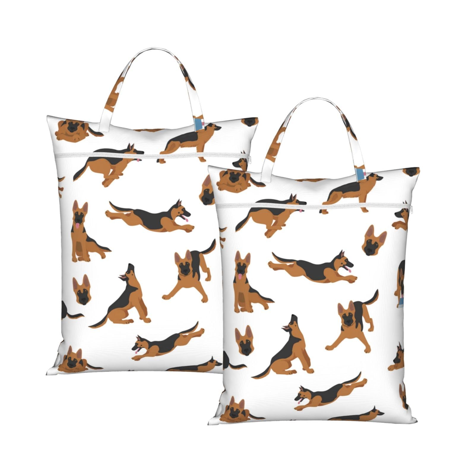 Yfsgdlbn 2Pcs German Shepherd Printed Travel Dirty Laundry Bag Clothes Pack Storage Basket Bag