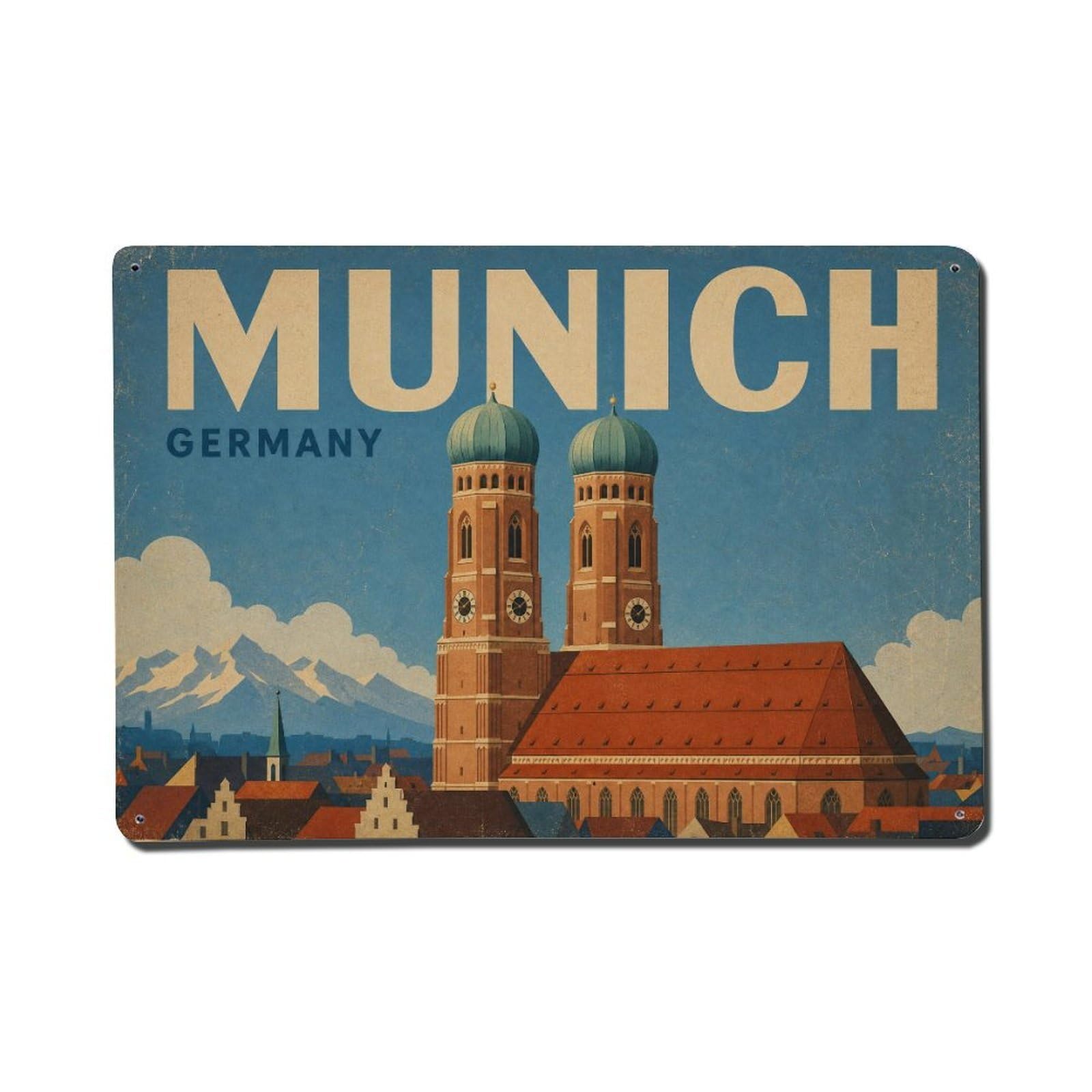 Vintage Travel Germany Munich Metal Tin Sign