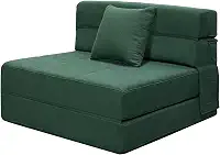 ANONER Sofá cama dobrável de espuma viscoelástica com travesseiro, cadeirinha futon para sala de estar, apartamento, verde escuro