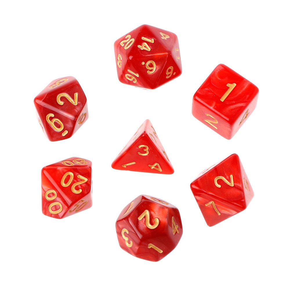 BINGHONG3 7Pcs Polyhedral Dice Gold Numbers for Dragon Pathfinder D20 D12 2xD10 D8 D6 D4