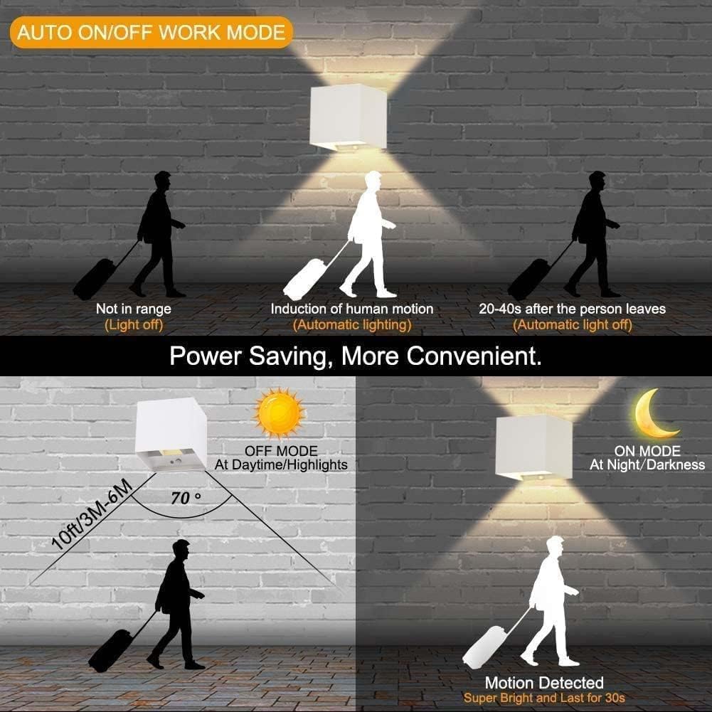 2 Pezzi Lampada da Parete con Sensore di Movimento, USB Ricaricabile Lampada da Muro Senza Fili, Batteria 3600mAh, Applique da Parete Interno Magnetica Per Camera da Letto Corridoio Scale, Bianca
