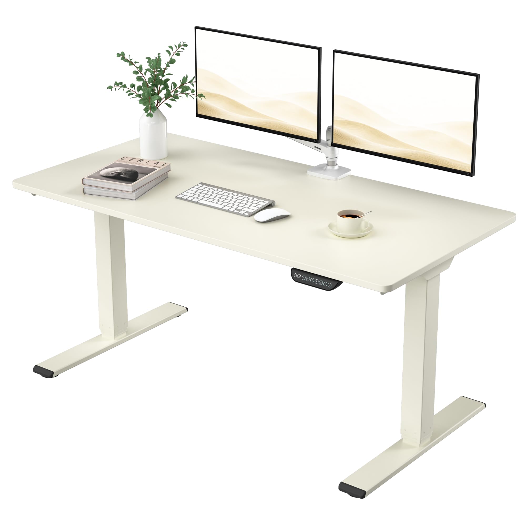 FLEXISPOT E6 MAX Mousse White Dual Motor 3-Stage Electric Standing Desk