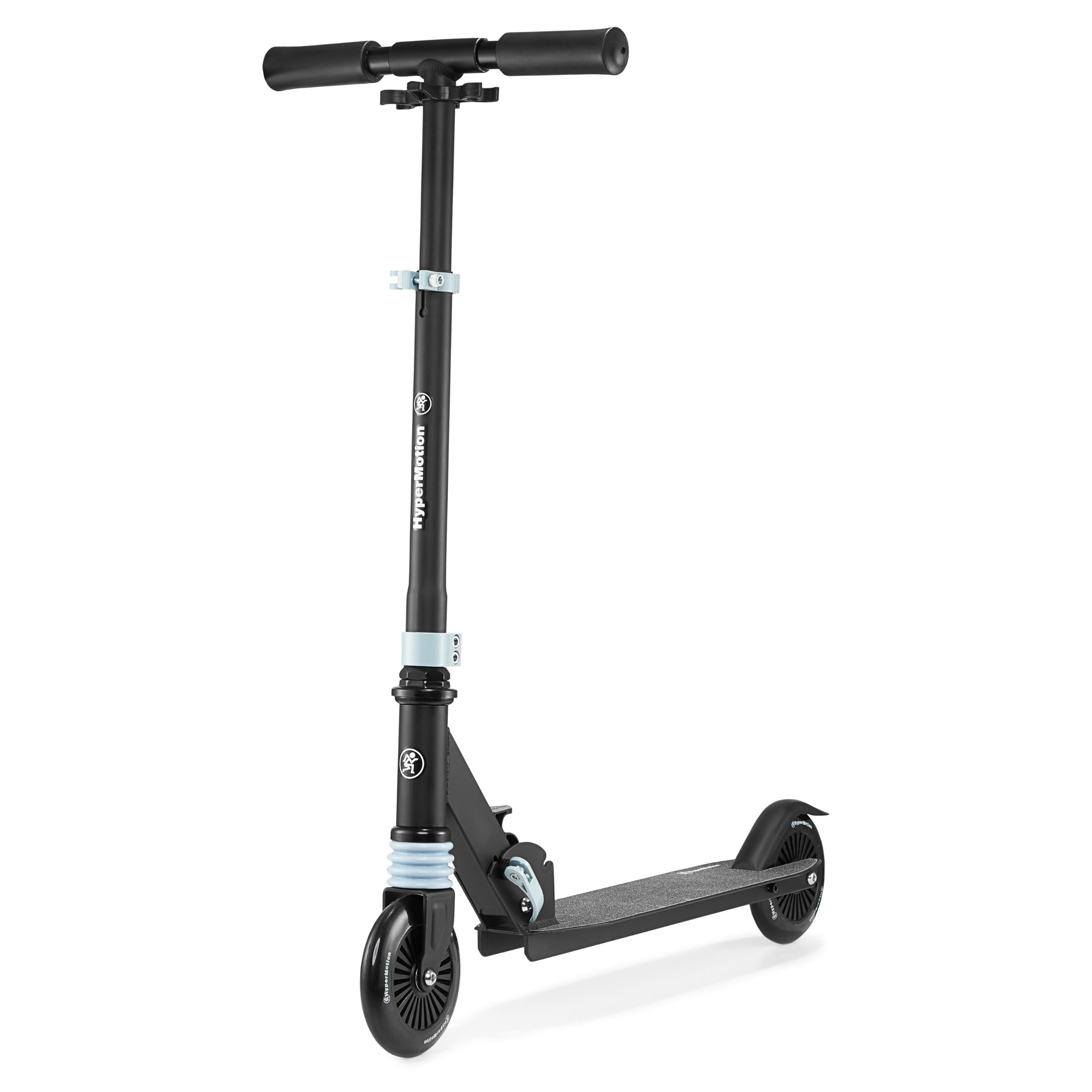HyperMotion Monopattino Bambini Pieghevole, Modello Wally a Spinta con Ammortizzatore Anteriore, Manubrio Regolabile e Ruote 125 mm, Monopattino 2 Ruote per Bambini 4+ Anni, Nero e Blu