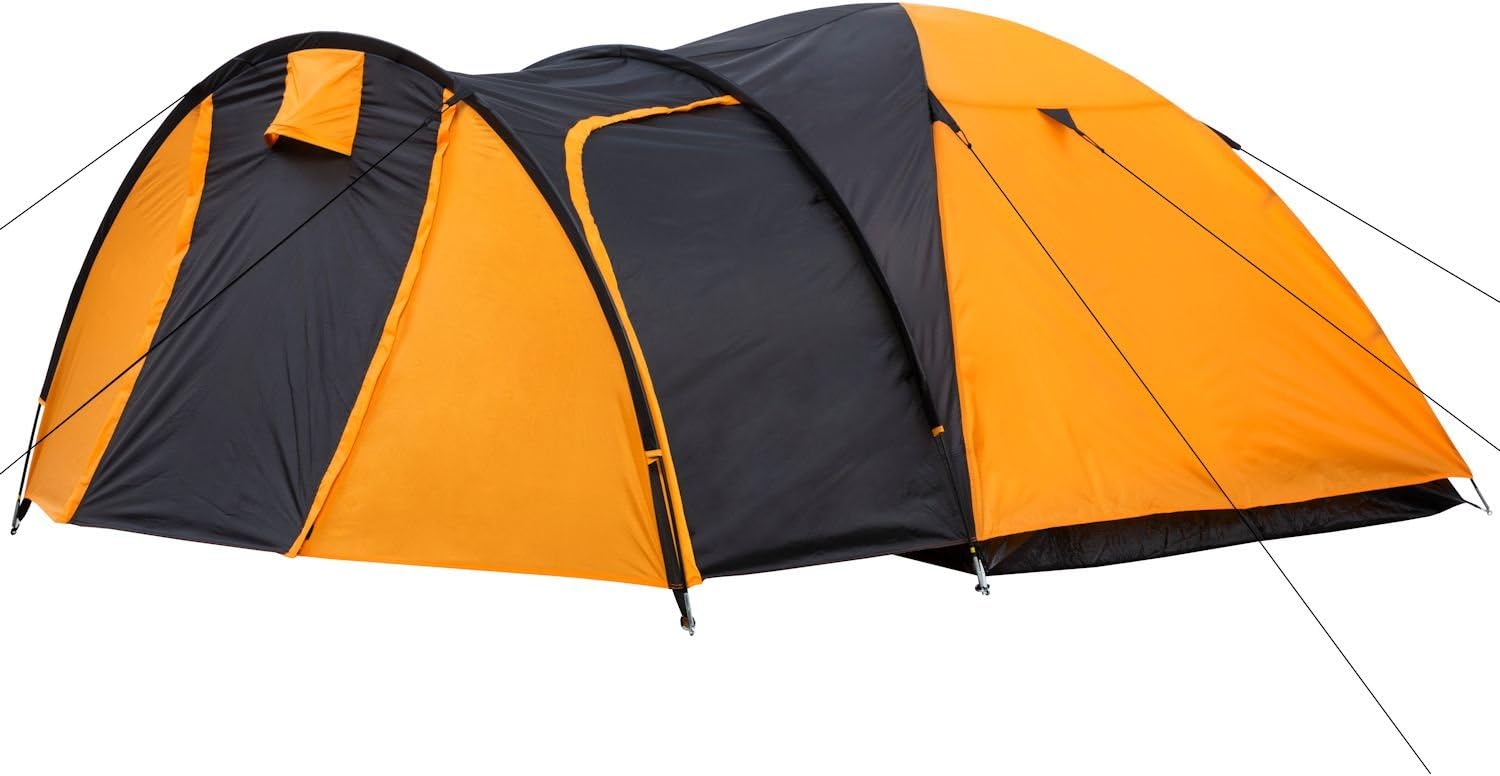Dome tent for 3 persons "Biglu" | Dome tents with awning | Windproof, Waterproof, Ultralight | Camping tent with mosquito net | Tents for camping, outdoor, beach and hiking incl. pegs and bag (orange / black)