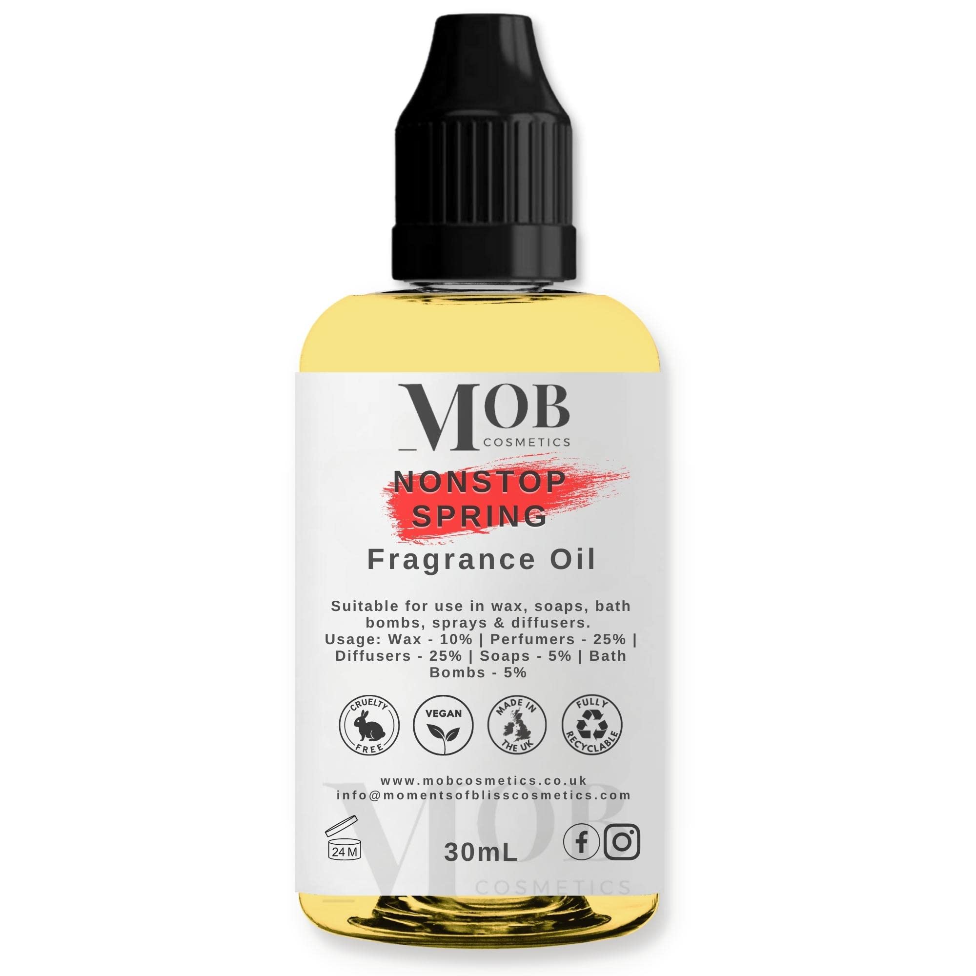 Nonstop Spring Luxury and Designer Fragrance Oil | Highly Concentrated | Perfect for Candles, Soaps, Bath Bombs, Diffusers, Wax Melts | UK Made | Vegan (Nonstop Spring, 30ml) — image 1
