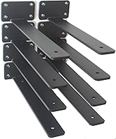 8-Pack 10-Inch Black Hidden L Shelf Brackets - Heavy Duty 5mm Thick Steel, 100lb Support, Rustic Industrial Floating Shelf Hardware