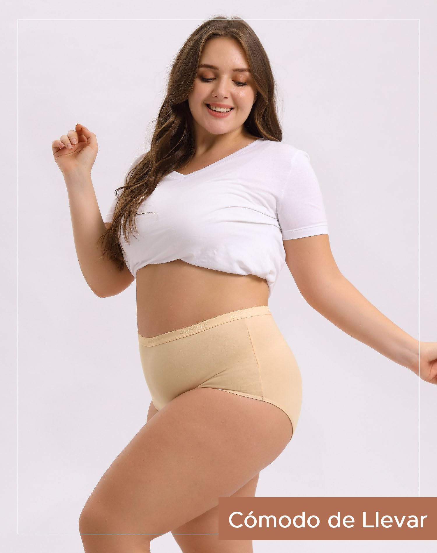 INNERSY Mutande Donna Cotone Taglie Forti Slip Vita Alta Mutandine Culotte 40-62(XL-5XL) Pacco da 5