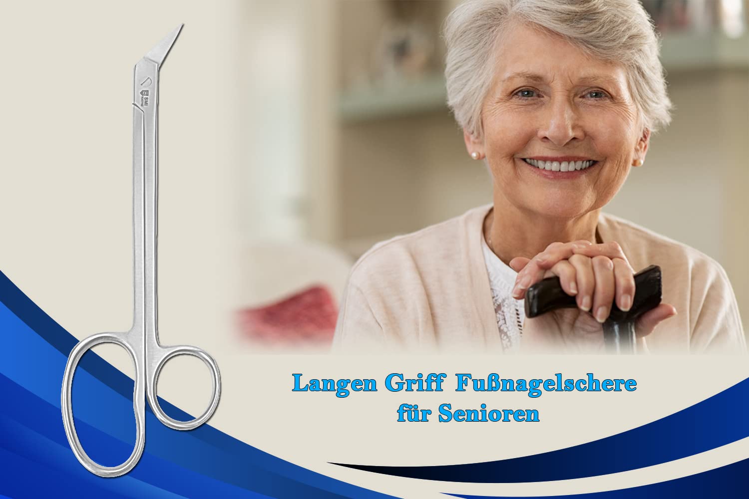 SMI 19 cm Forbicine per unghie con manico lungo, Forbici per unghie piedi per anziani e disabili, Tronchesino unghie piedi acciaio inossidabile