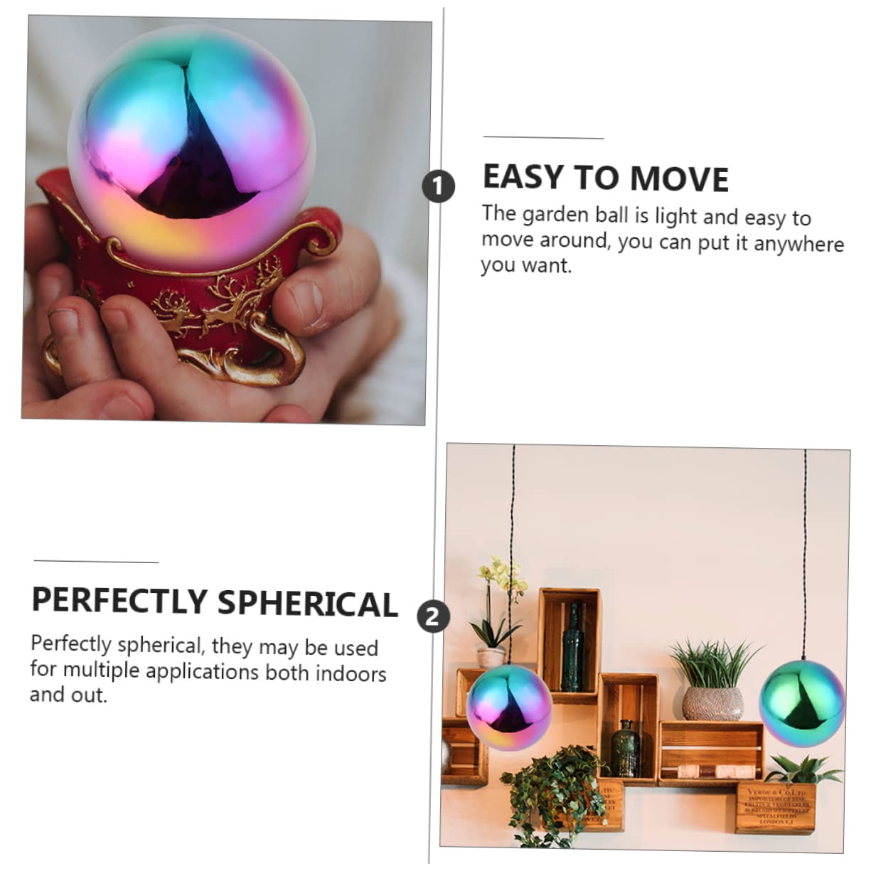 6stücke Teiliges Spiegelkugeln Regenbogenfarbige Hohle Deko-bälle Für Garten Outdoor-Dekoration Reflektierende Gartenaccessoires
