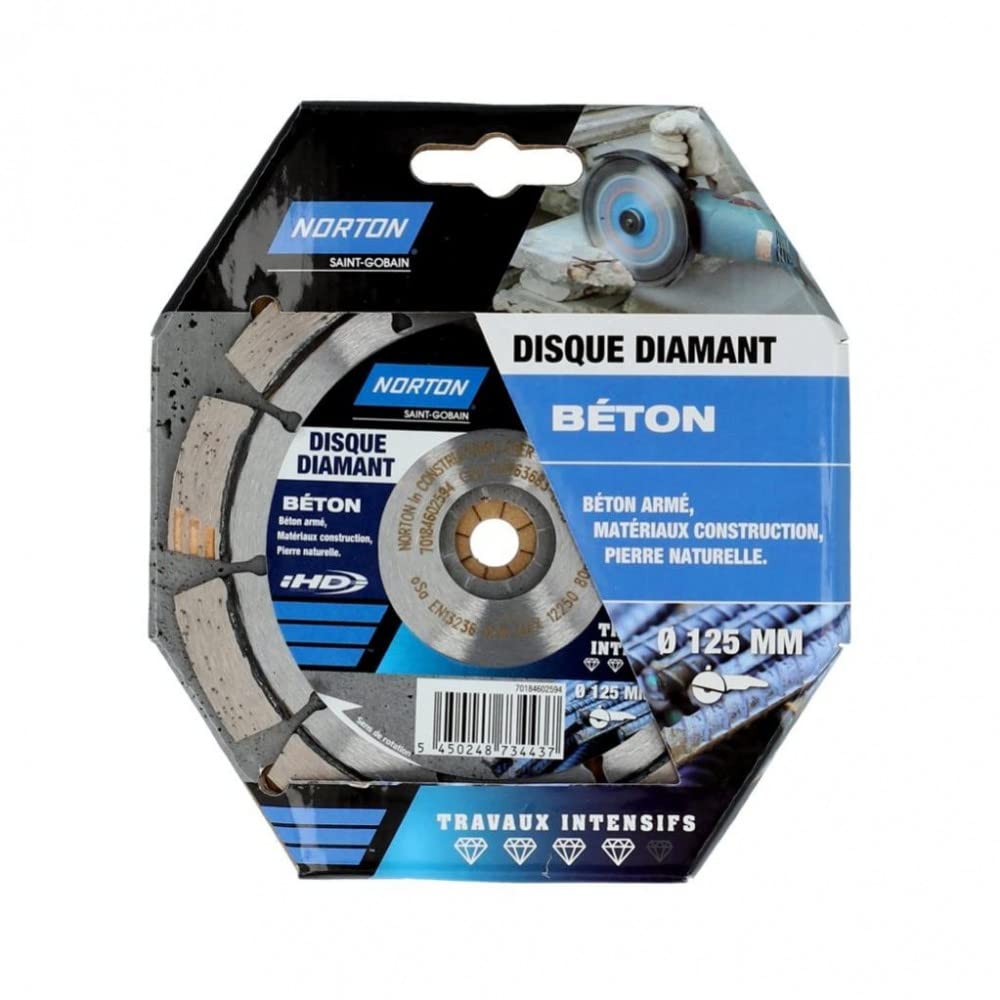 Norton Disque Diamant intensif segmenté pour matériaux de Construction, Diam125mm
