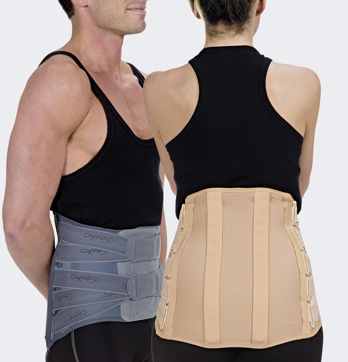 5033 CAMP50 - Corsetto semirigido lombosacrale alto - rinforzi paravertebrali - 4 tiranti pelvici